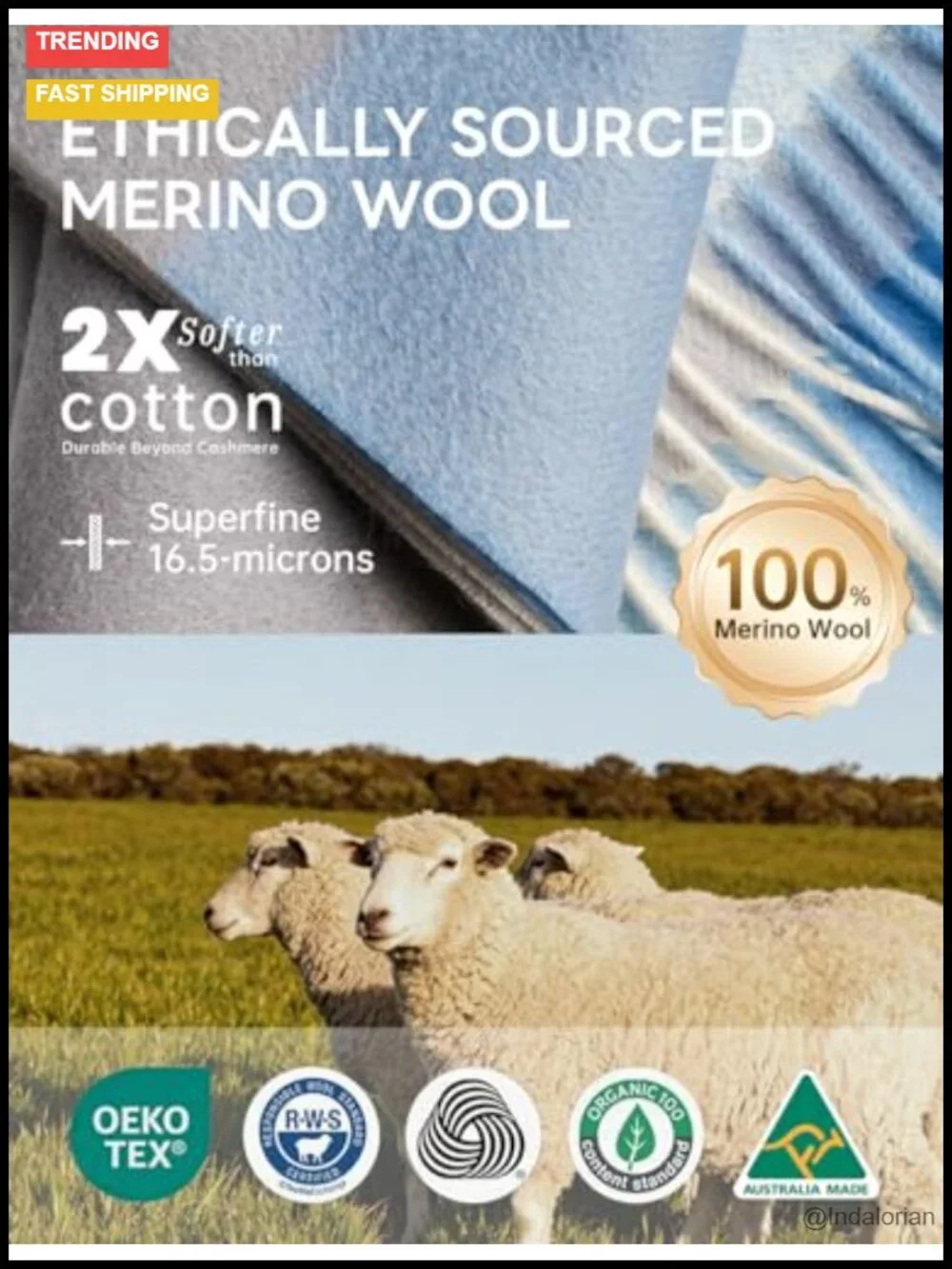 100% Merino Wool Scarf Shawl Wrap for Women Luxurious Soft Lightweight Winter